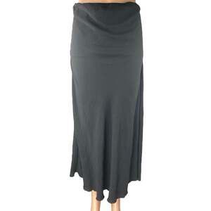See You Monday Black High Waisted Pull On Midi Maxi Bodycon A-Line Skirt Size M